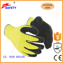 Warm acrylic winter liner yellow latex coated waterproof non slip winter work gloves/acrylic latex coating winter gloves